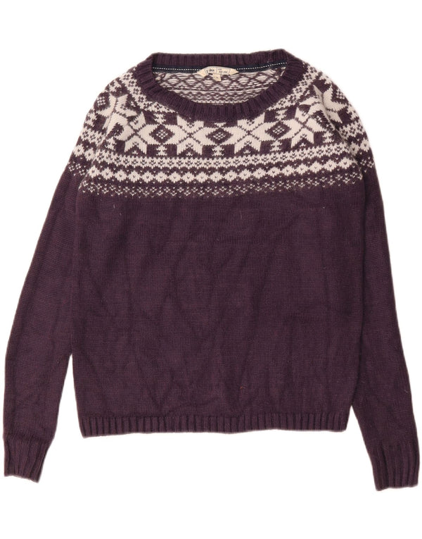 Maglione oversize da donna con scollo a barca Fat Face UK 6 XS Viola Fair Isle