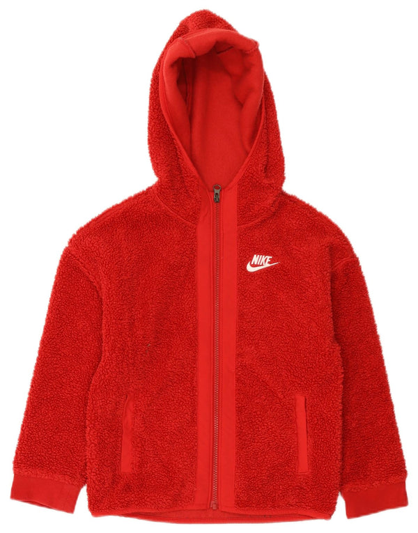 Felpa con cappuccio e zip in pile Nike per ragazze 7-8 anni XS poliestere rosso