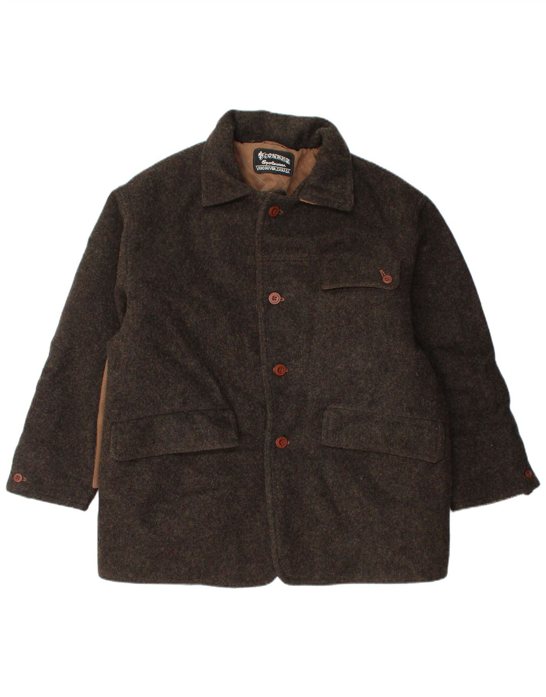 Cappotto da uomo Pioneer in lana screziata marrone medio