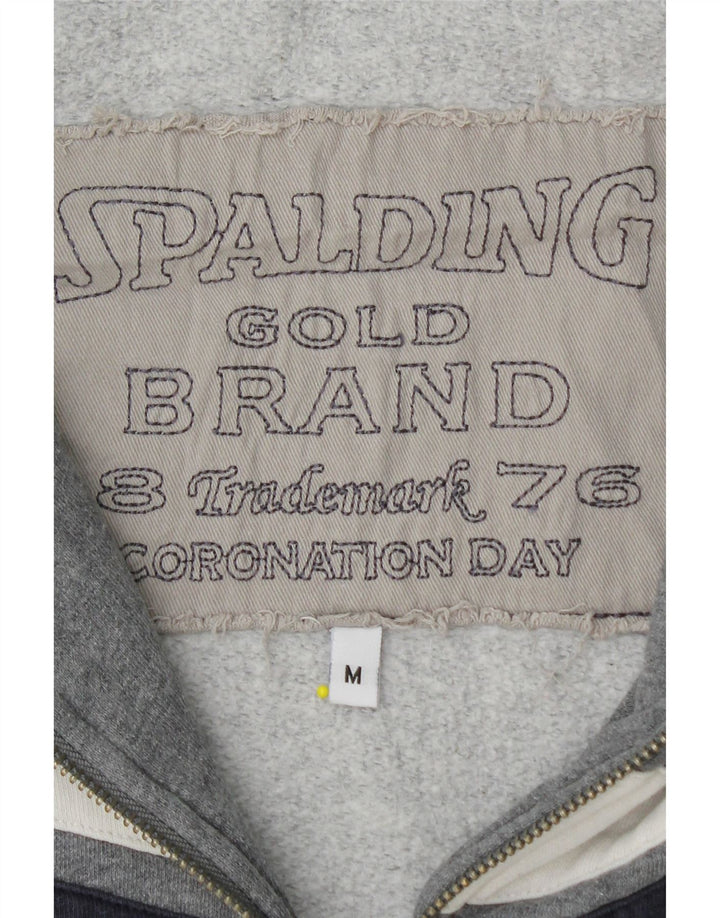 SPALDING Maglione con cappuccio e zip grafica da uomo in cotone color block grigio medio