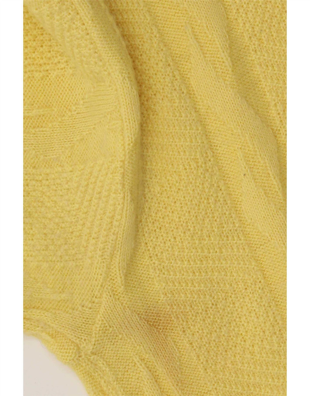 Maglione vintage da uomo con collo a polo, grande, in lana gialla