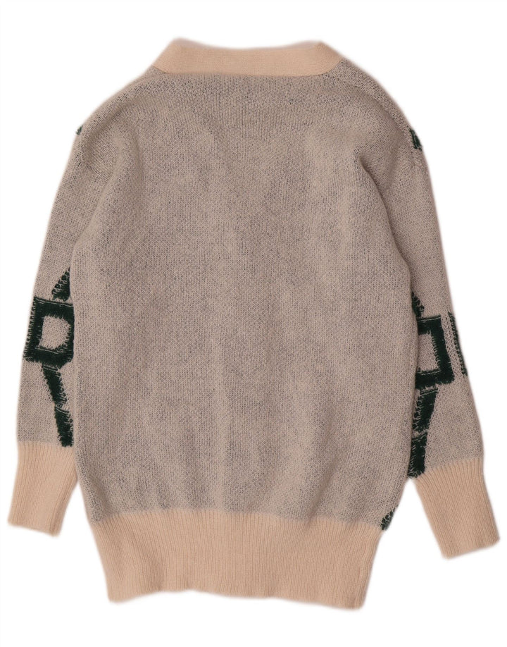 Shein Maglione cardigan oversize da donna UK 10 Piccolo bianco sporco geometrico