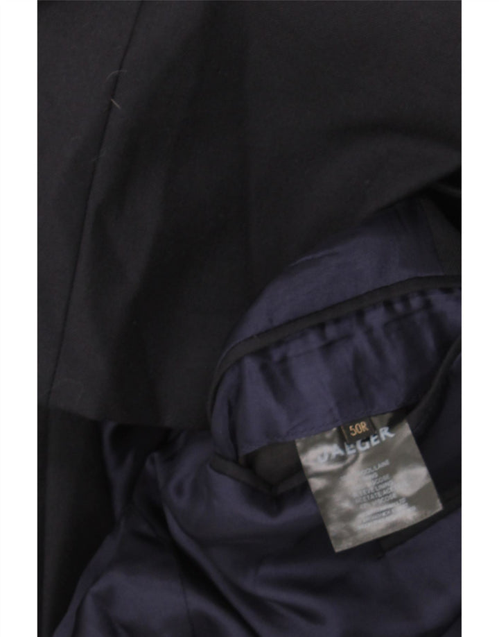 JAEGER Mens 2 Button Blazer Jacket IT 50 Large Navy Blue Viscose Vintage Jaeger and Second-Hand Jaeger from Messina Hembry 