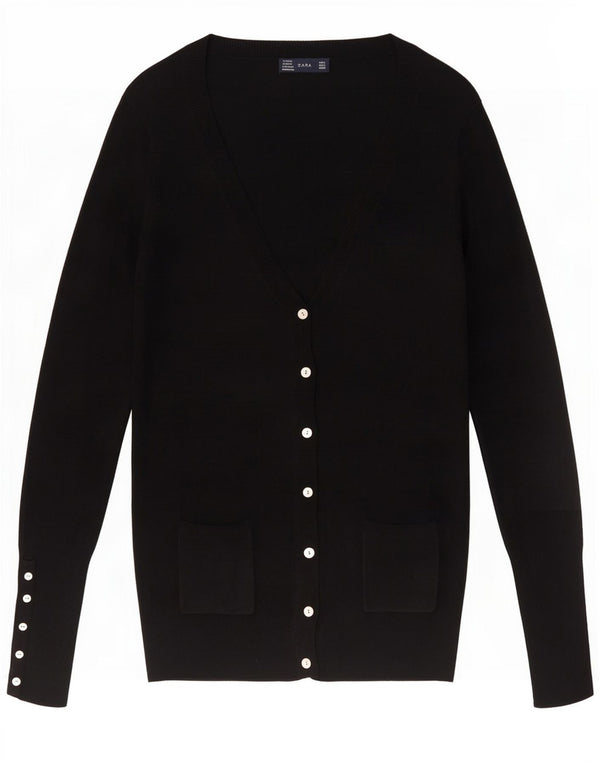Maglione cardigan da donna Zara UK 16 grande rayon nero