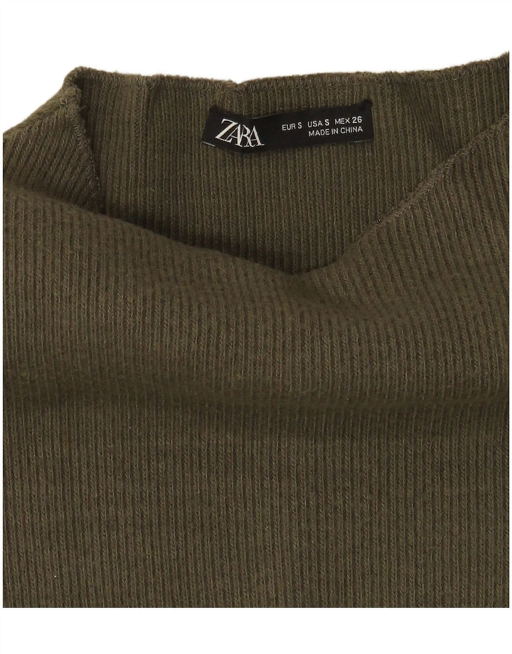 Maglione maglione oversize con collo dolcevita da donna Zara UK 10 piccolo kaki