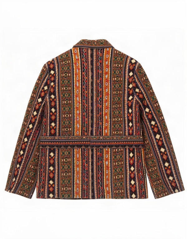 Giacca blazer da donna Zara UK 10 piccola in cotone a righe multicolore etnica