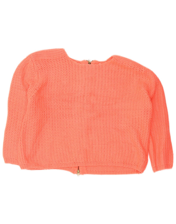 Maglione cardigan oversize con maniche a 3/4 corto da donna Zara UK 10 piccolo arancione