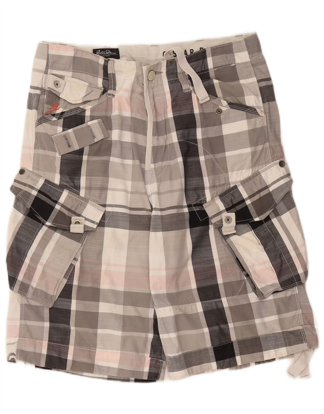 Pantaloncini cargo con grafica da uomo G-Star W31 in cotone a quadri grigio medio