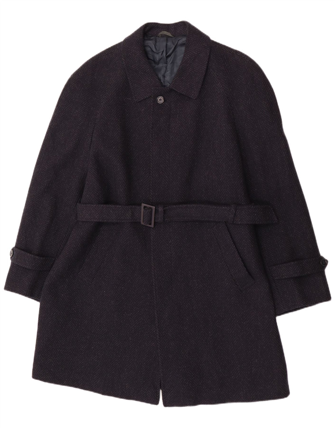 Soprabito vintage da uomo IT 52 XL Blu navy a spina di pesce in lana vergine