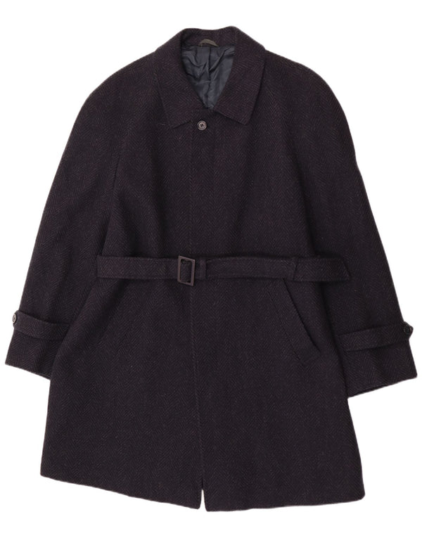 Soprabito vintage da uomo IT 52 XL Blu navy a spina di pesce in lana vergine