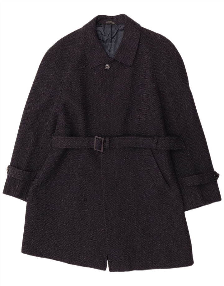 Soprabito vintage da uomo IT 52 XL Blu navy a spina di pesce in lana vergine