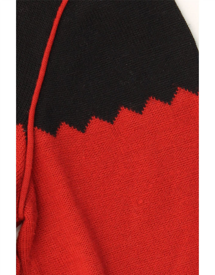 VINTAGE Womens Cardigan Sweater UK 16 Large Red Colourblock Wool Vintage Vintage and Second-Hand Vintage from Messina Hembry 