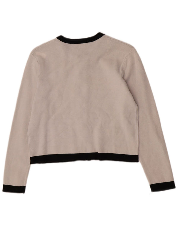 Maglione cardigan con zip intera Zara da donna UK 12 Medium White Colourblock