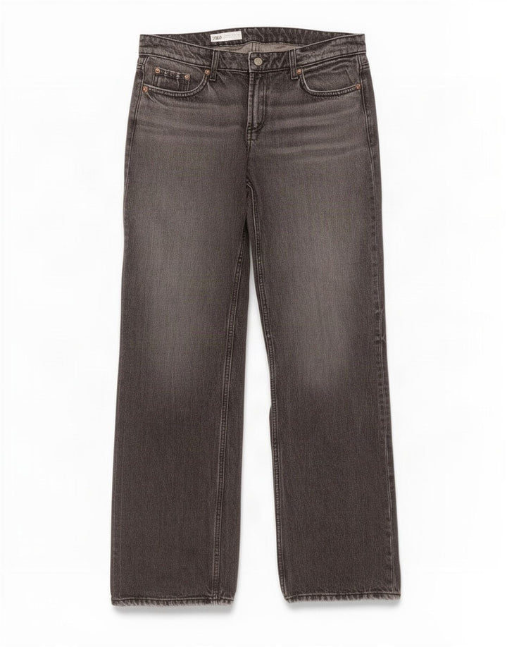 Jeans dritti da donna Zara EU 42 Large W32 L35 Cotone grigio