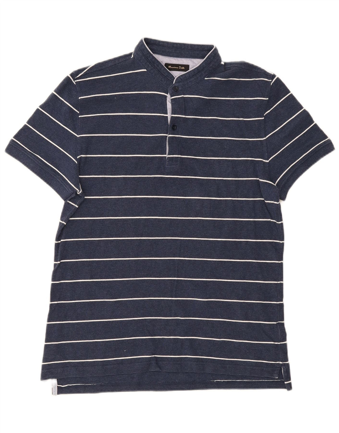 Polo da uomo Massimo Dutti grande in cotone a righe blu navy