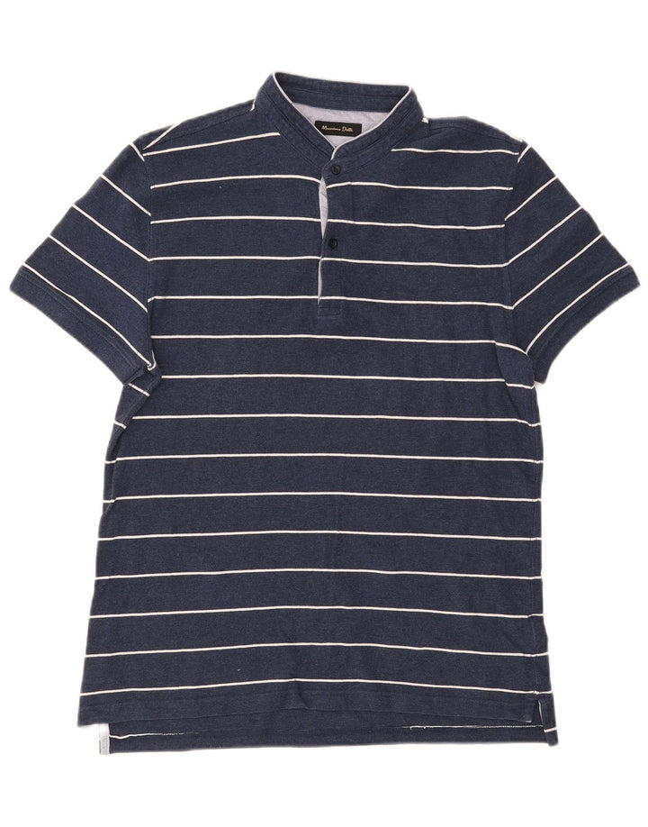 Polo da uomo Massimo Dutti grande in cotone a righe blu navy