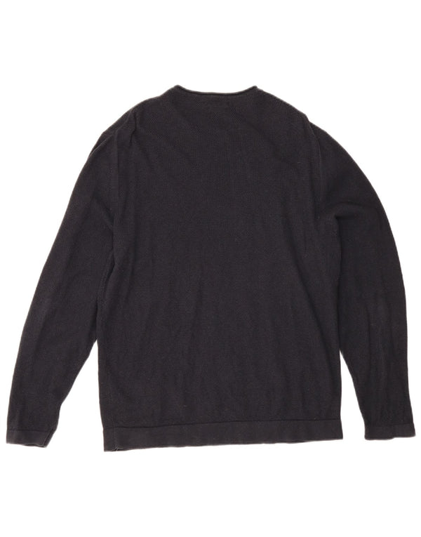 Maglione maglione girocollo da uomo Massimo Dutti grande cotone blu navy