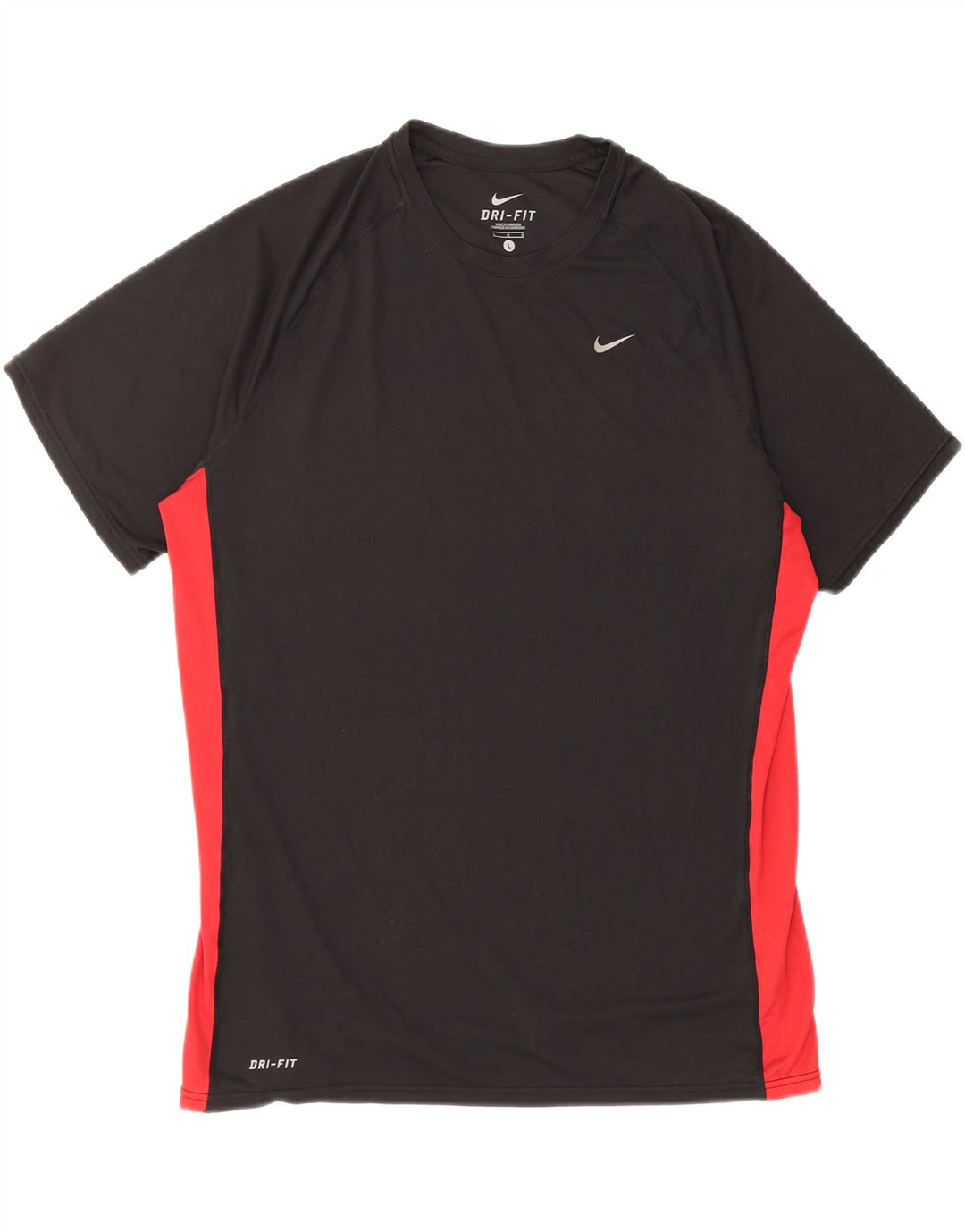 NIKE Mens Dri Fit T-Shirt Top Large Black Colourblock