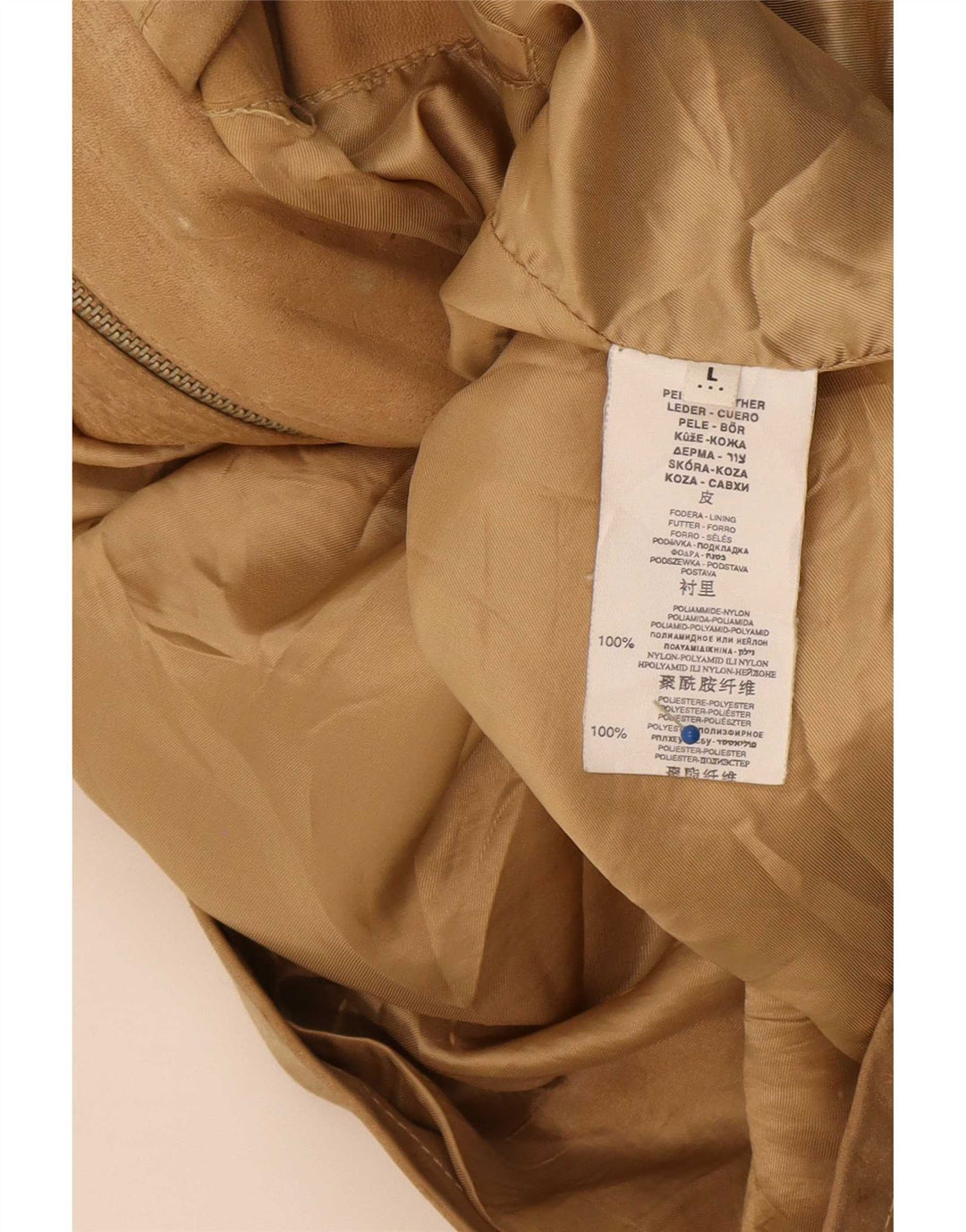 Giacca vintage in pelle scamosciata da uomo UK 40 grande in pelle beige