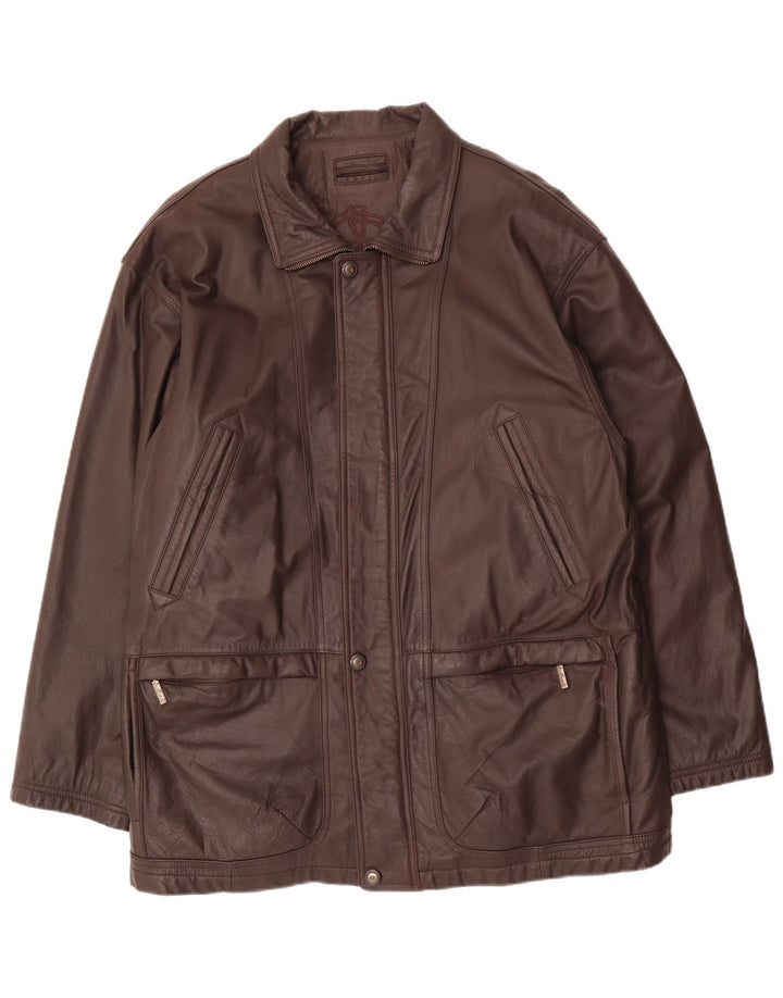 Giacca in pelle vintage da uomo IT 52 XL in pelle marrone