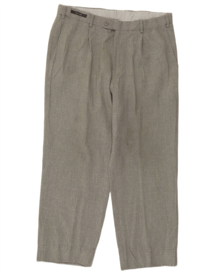 Pantaloni da abito con pegging da uomo Marks & Spencer W32 L29 poliestere grigio