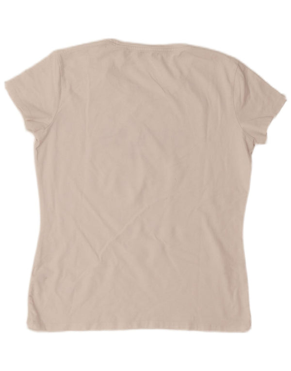 Guess T-shirt grafica da donna Top UK 14 Large in cotone bianco