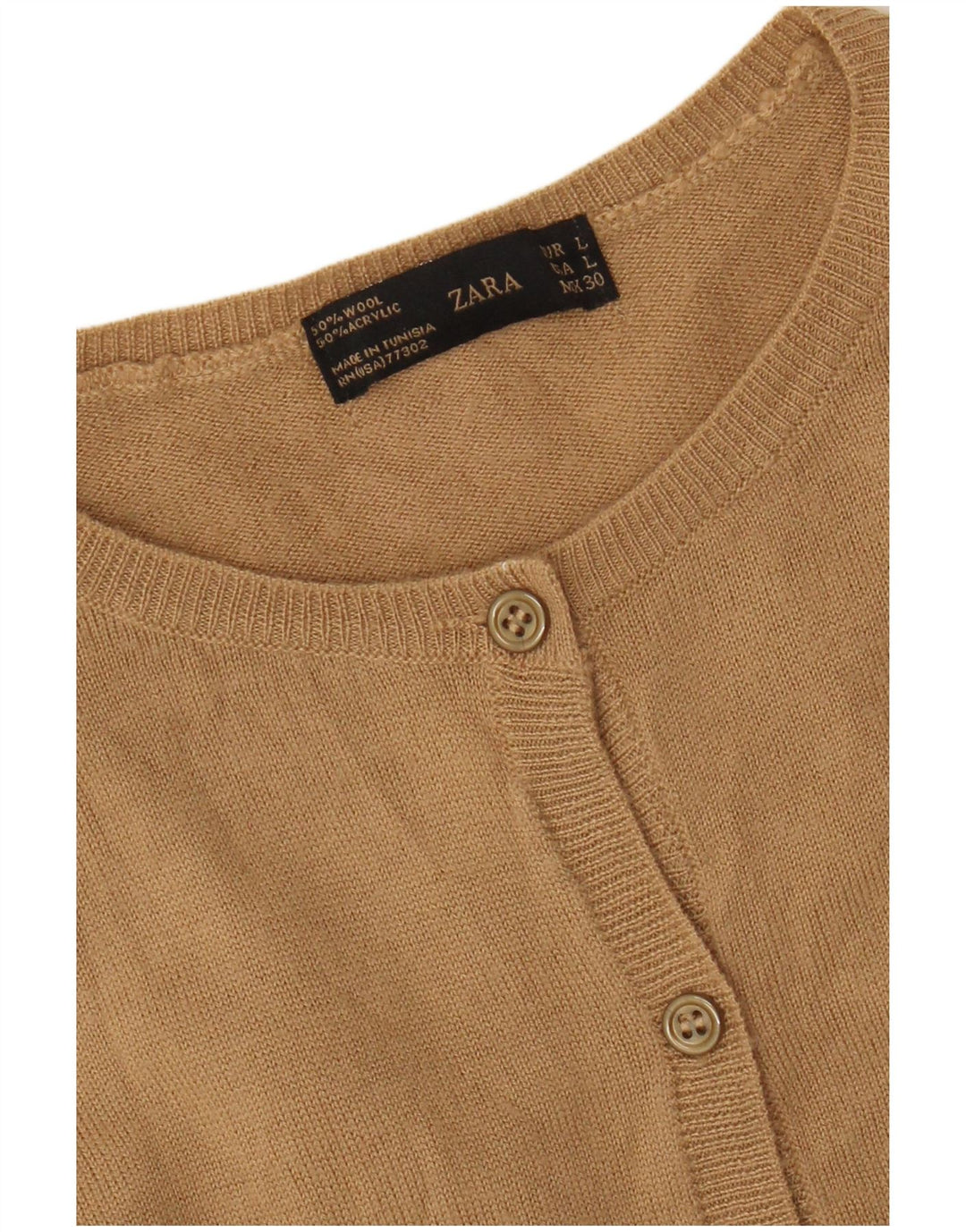 Maglione cardigan da donna Zara UK 14 grande lana beige
