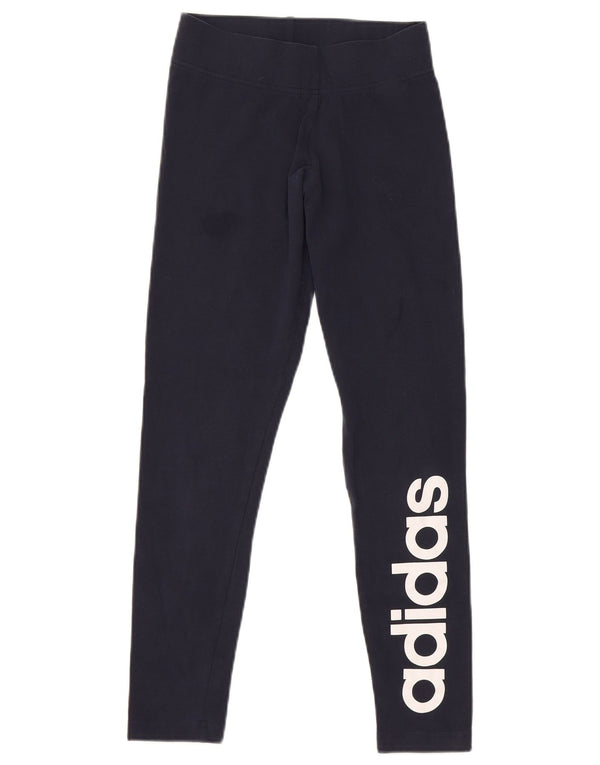 Leggings grafici da donna ADIDAS UK 4/6 XS cotone blu navy