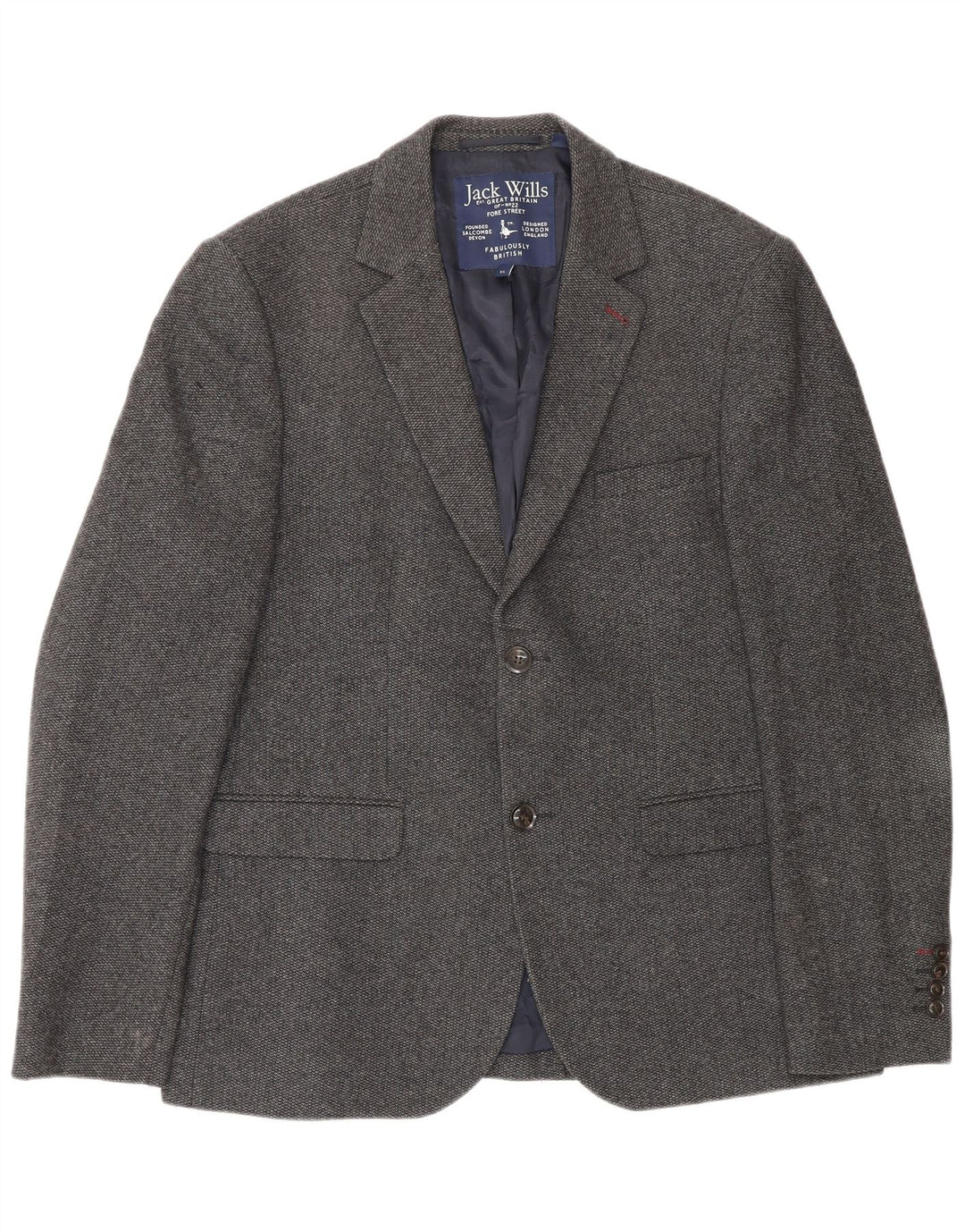 Giacca blazer da uomo a 2 bottoni Jack Wills UK 42 XL lana grigia
