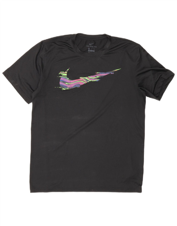 T-shirt grafica Nike Dri Fit da uomo, media, nera, poliestere, sportiva