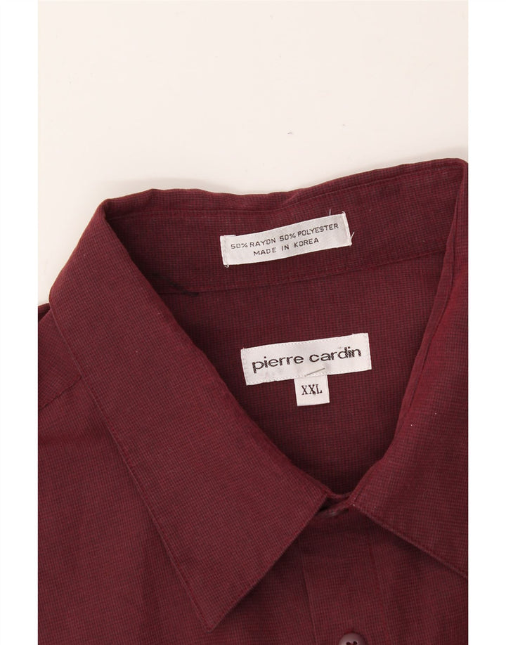 PIERRE CARDIN Mens Shirt 2XL Maroon Rayon Vintage Pierre Cardin and Second-Hand Pierre Cardin from Messina Hembry 