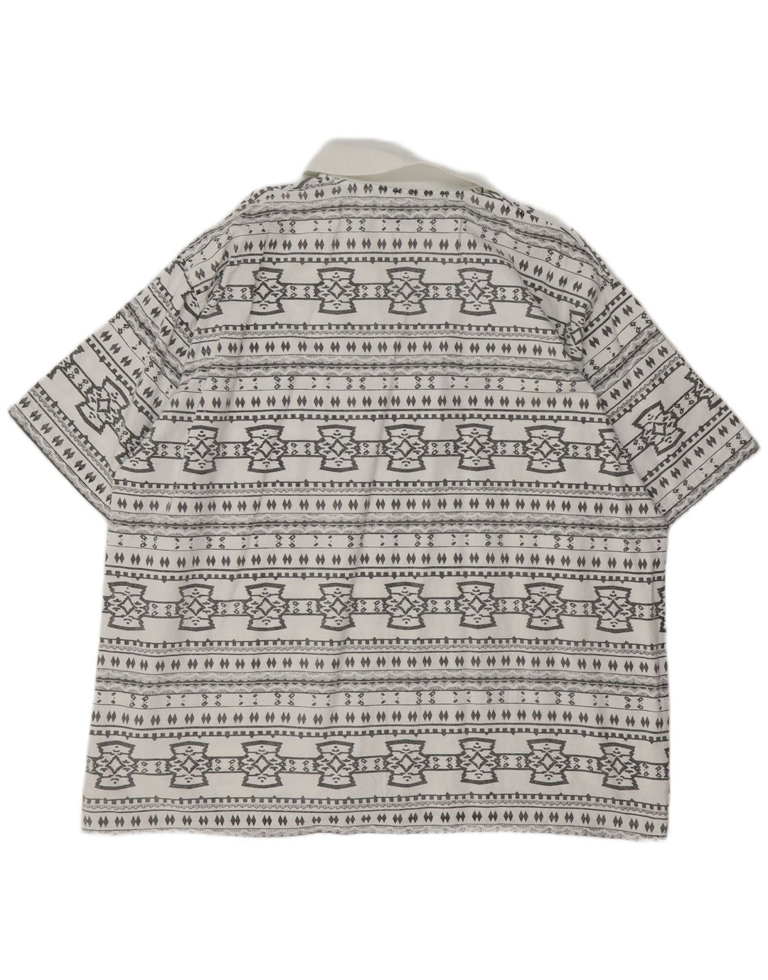 JOHN F GEE Camicia pullover a maniche corte da uomo 2XL Cotone geometrico bianco