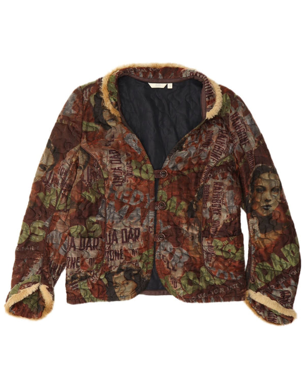 Giacca blazer vintage da donna con grafica a 3 bottoni IT 42 media multicolore