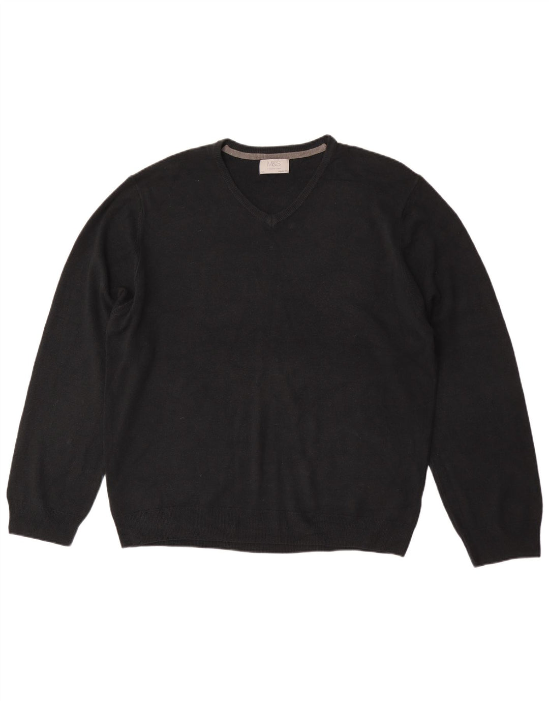 Maglione da uomo Marks & Spencer vestibilità regolare con scollo a V 2XL acrilico nero