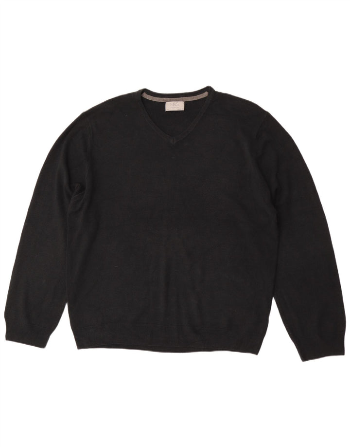 Maglione da uomo Marks & Spencer vestibilità regolare con scollo a V 2XL acrilico nero