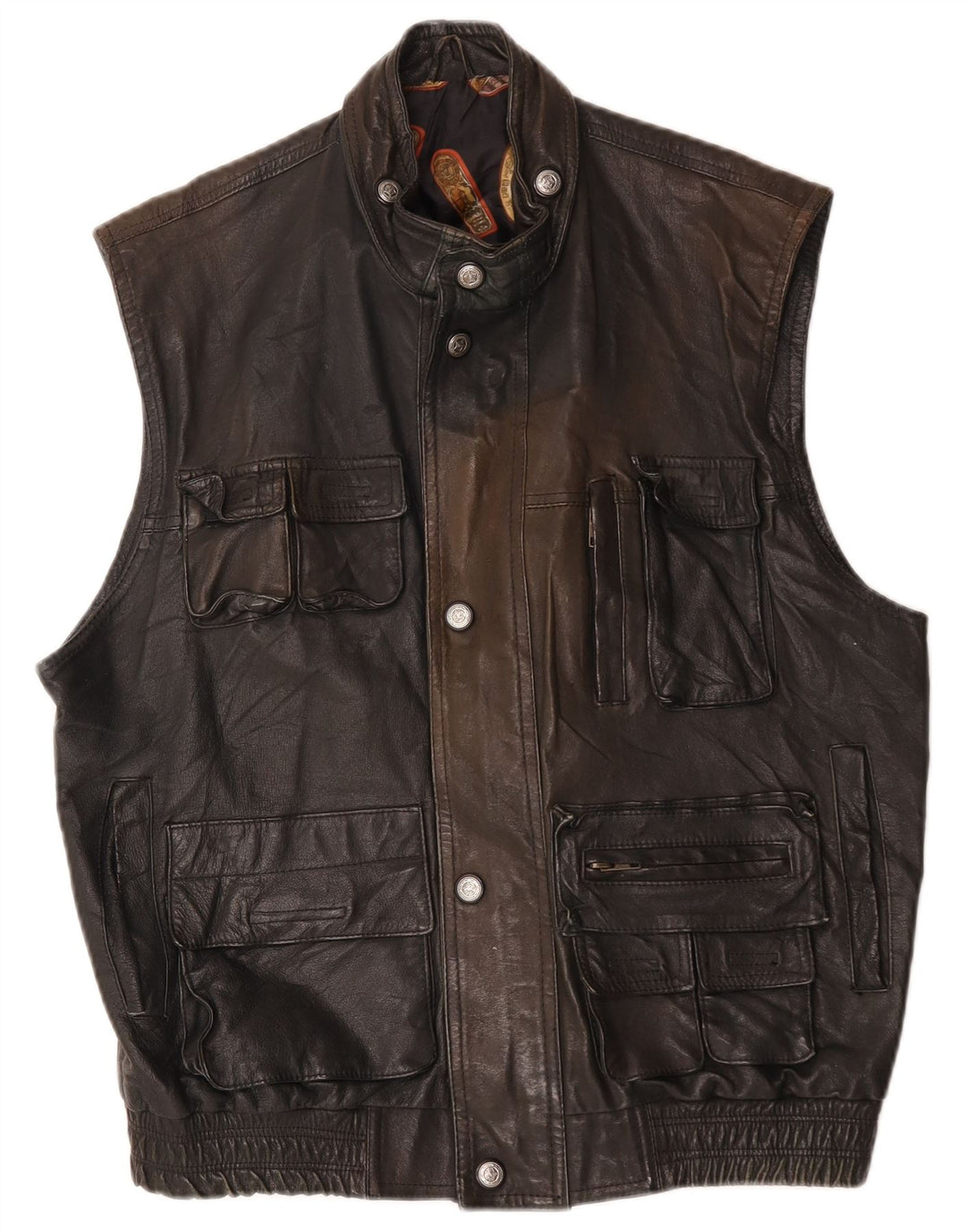 Gilet in pelle da uomo vintage IT 52 XL in pelle nera