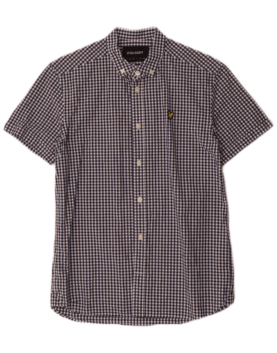 Lyle & Scott Camicia a maniche corte da uomo piccola classica in cotone a quadretti blu