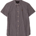 Lyle & Scott Camicia a maniche corte da uomo piccola classica in cotone a quadretti blu