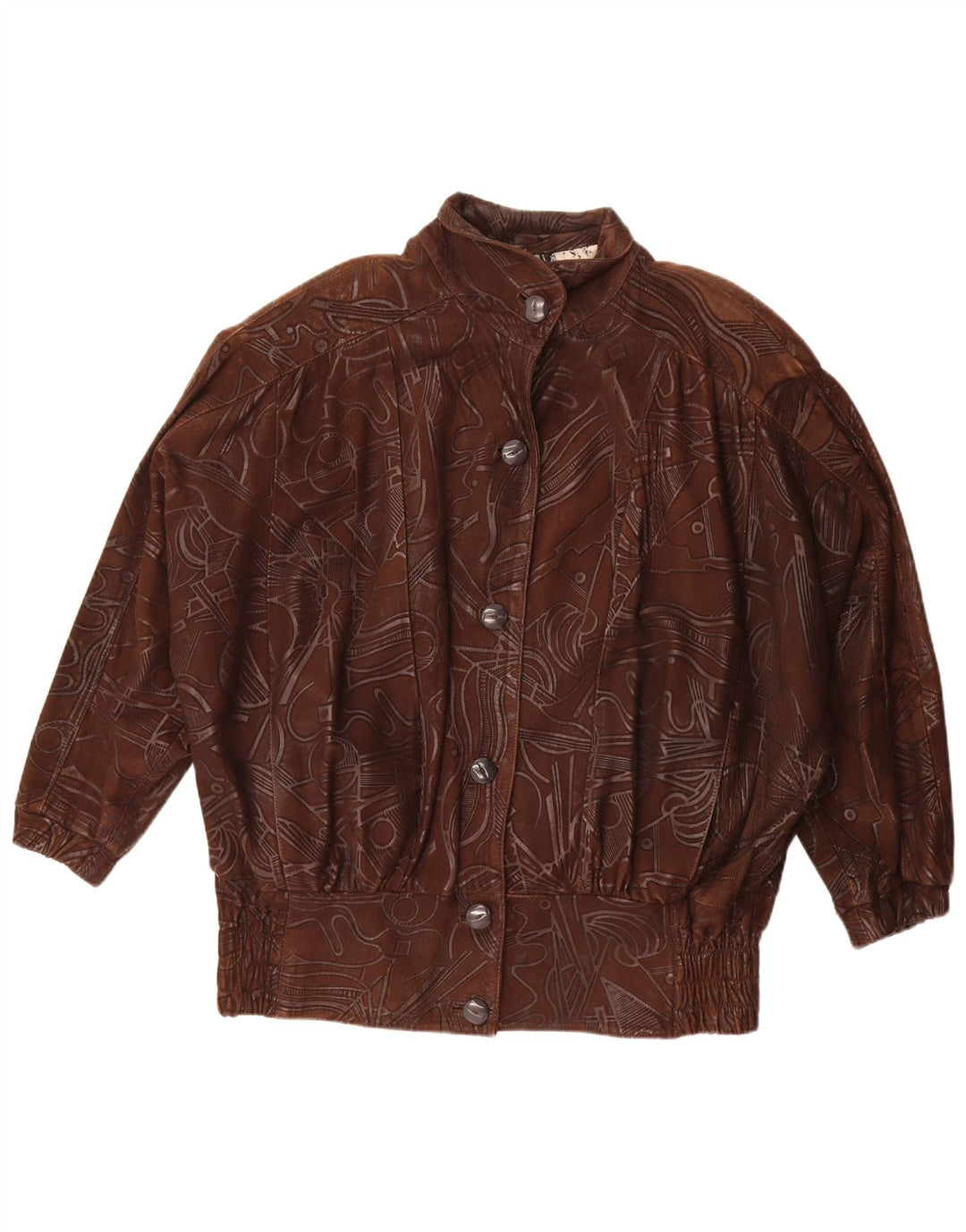 Giacca oversize da donna vintage con motivo astratto EU 38 Marrone medio