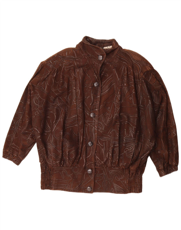 Giacca oversize da donna vintage con motivo astratto EU 38 Marrone medio