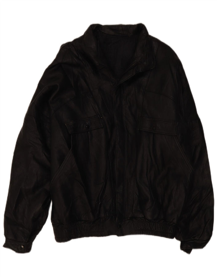Giacca in pelle da uomo VINTAGE UK 42 XL Nera