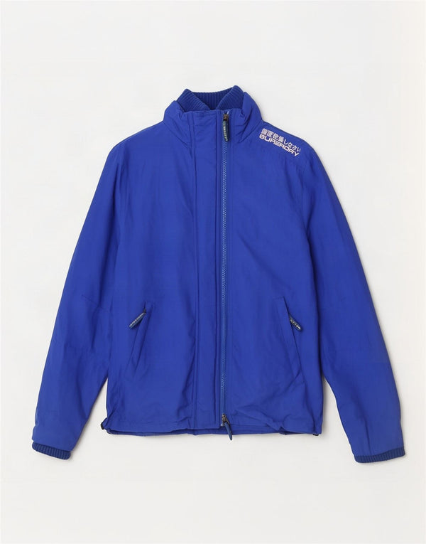 Giacca antipioggia da donna Superdry UK 12 nylon blu medio