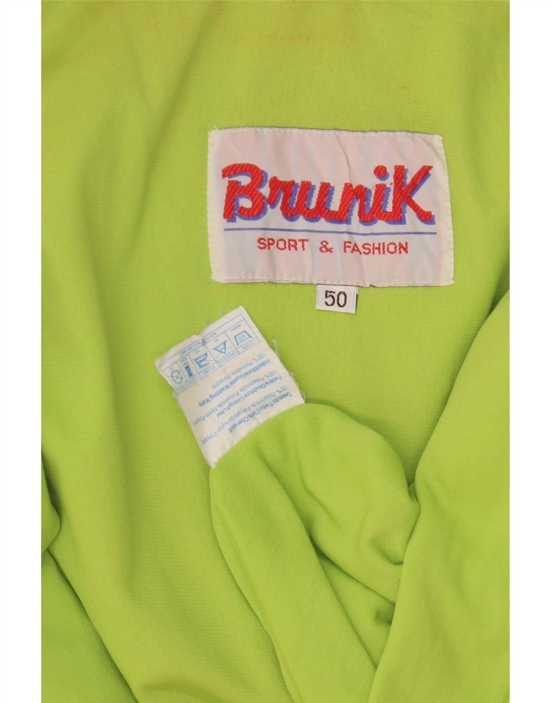 BRUNIK Mens Windbreaker Jacket IT 50 Large Green Colourblock Polyamide