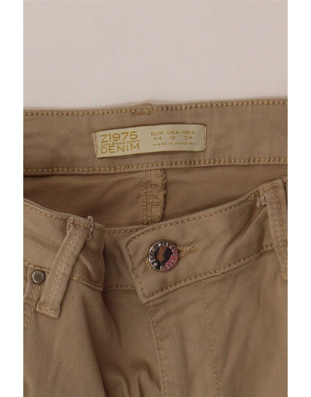 Jeans slim da donna Zara EU 44 XL W34 L30 Beige