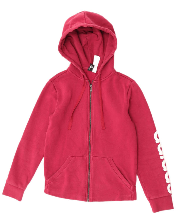 Maglione con cappuccio e zip grafica da donna Adidas UK 8/10 Piccolo cotone rosa