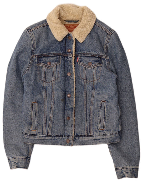 Giacca LEVI'S da donna in denim sherpa UK 6 XS blu cotone