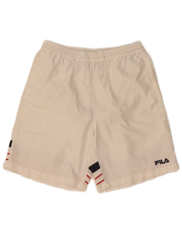 Pantaloncini sportivi da uomo Fila in poliestere a righe bianche medie