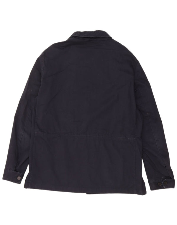 Massimo Dutti Mens Utility Jacket UK 40 Large Navy Blue Cotton