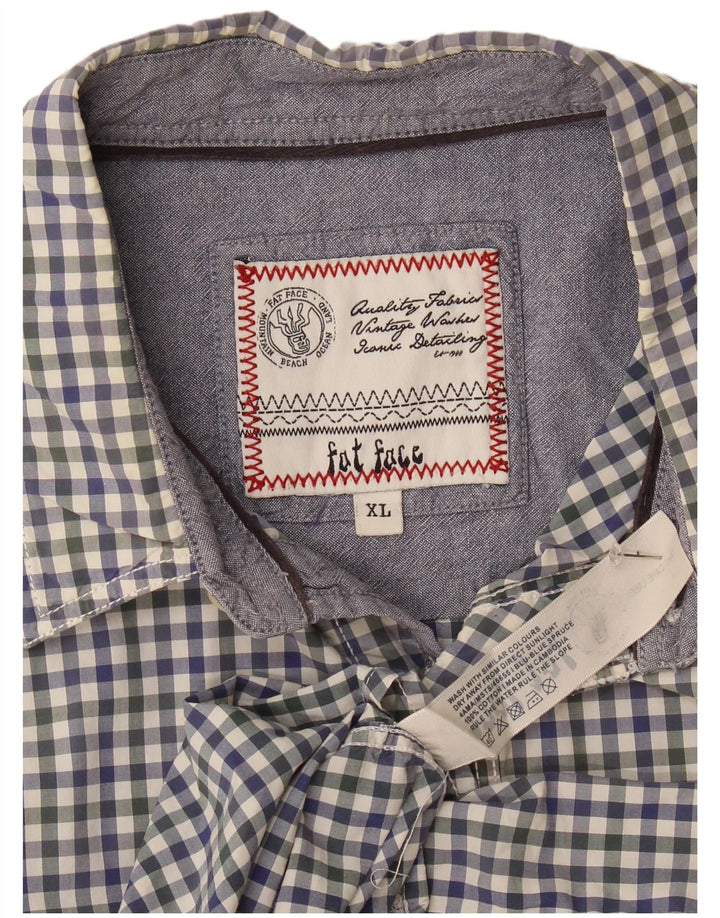 Camicia da uomo Fat Face XL in cotone a quadretti blu navy