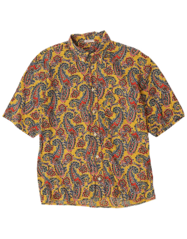 Camicia Uomo Manica Corta Alberto Aspesi Cotone Paisley Giallo Medio